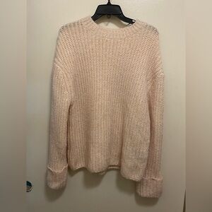 H&M Womens Chunky Cable Knit Ivory Sweater M Medium Sparkle Fabric NWT New